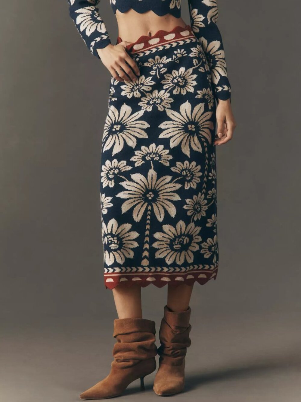 Farm Rio Luna Midi Sweater Skirt